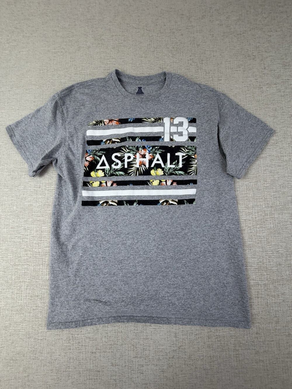 Asphalt Men’s Large Graphic T-Shirt Gray Floral Stripe 13 Streetwear